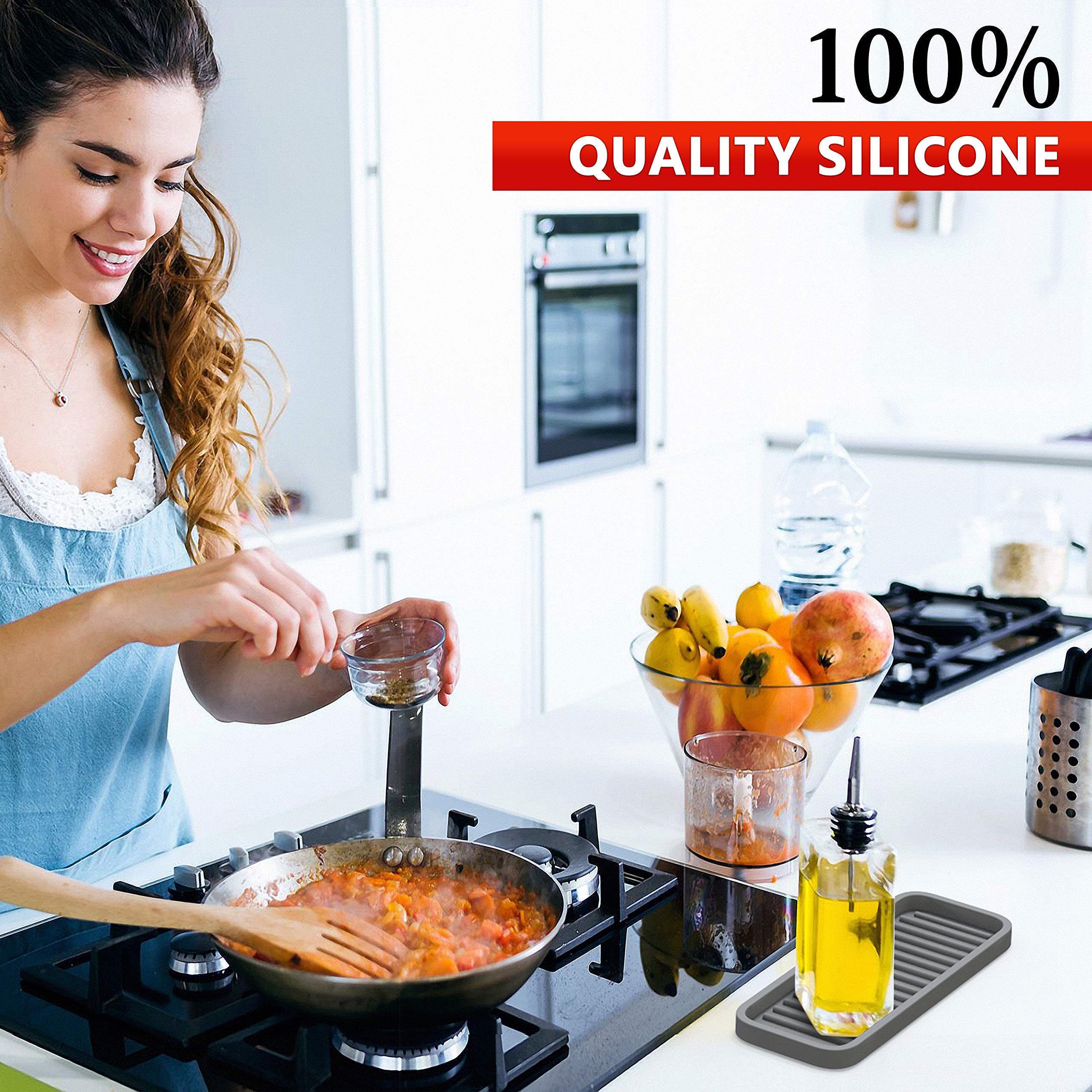 ZAPPOWARE - Soporte de esponja de silicona para fregadero de cocina (9,5 x 3,5 cm, 2 unidades), color gris