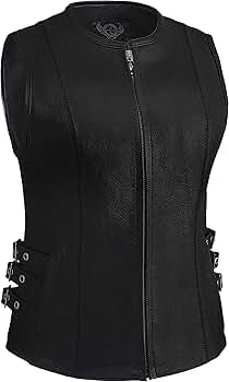 UNUSED LEATHER STRAP VEST サイズ3 ZAPRIS Men's Biker Motorcycle Club Vest Braided Edge Laces