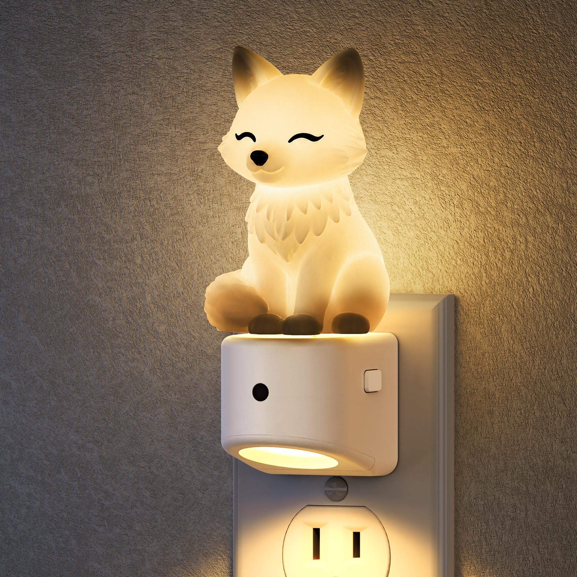 DORESshop Night Light for Kids,White Fox Kids Night Light,Kids Room Decor