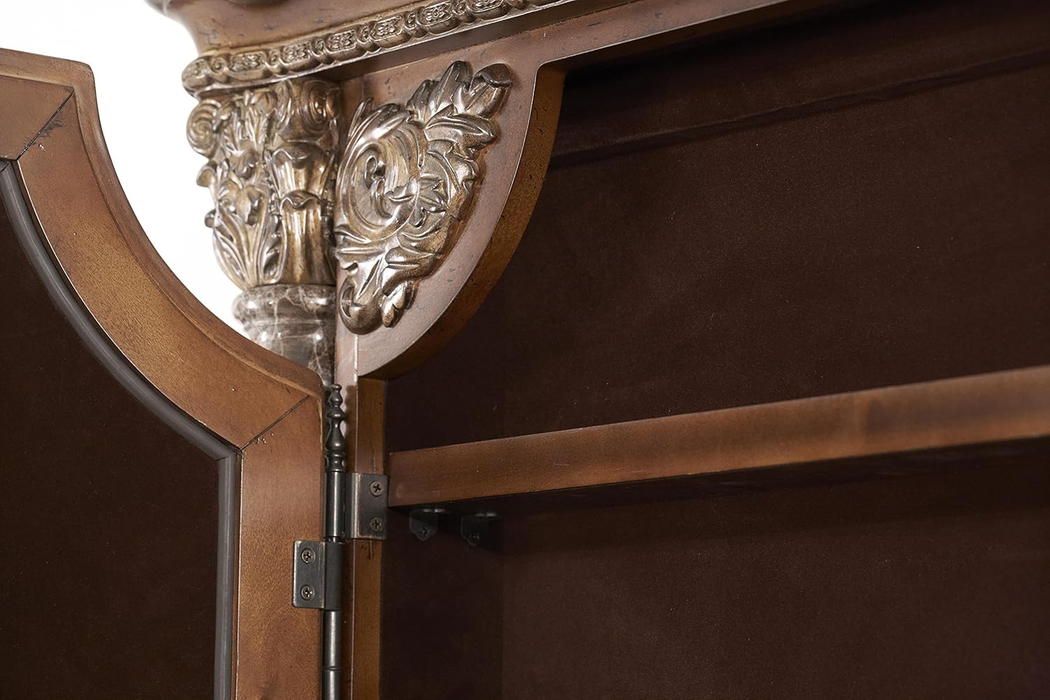 Michael Amini Villa Valencia Accent Wall Mirror with Storage, Classic Chestnut