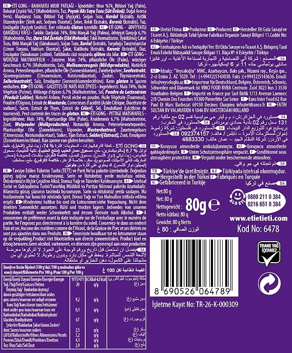 Eti Gong Pops Baharatlı Mısır Patlağı 80 g 5li paket