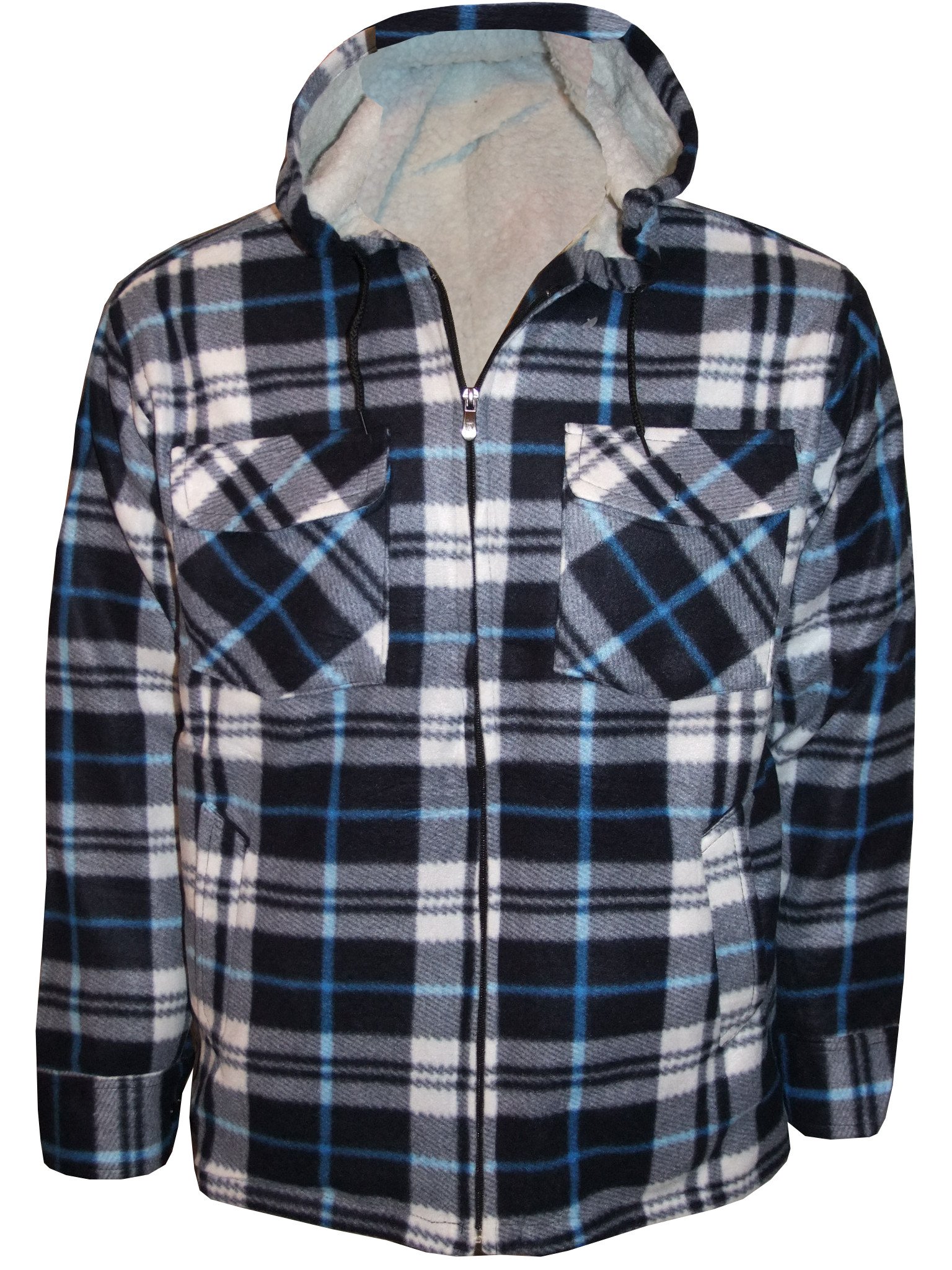 Bay eCom UKMens Fur Lined Hoang Thermal Quilted Full Sleeve Lumberjack Hooded Work Shirts Size L To 3XL