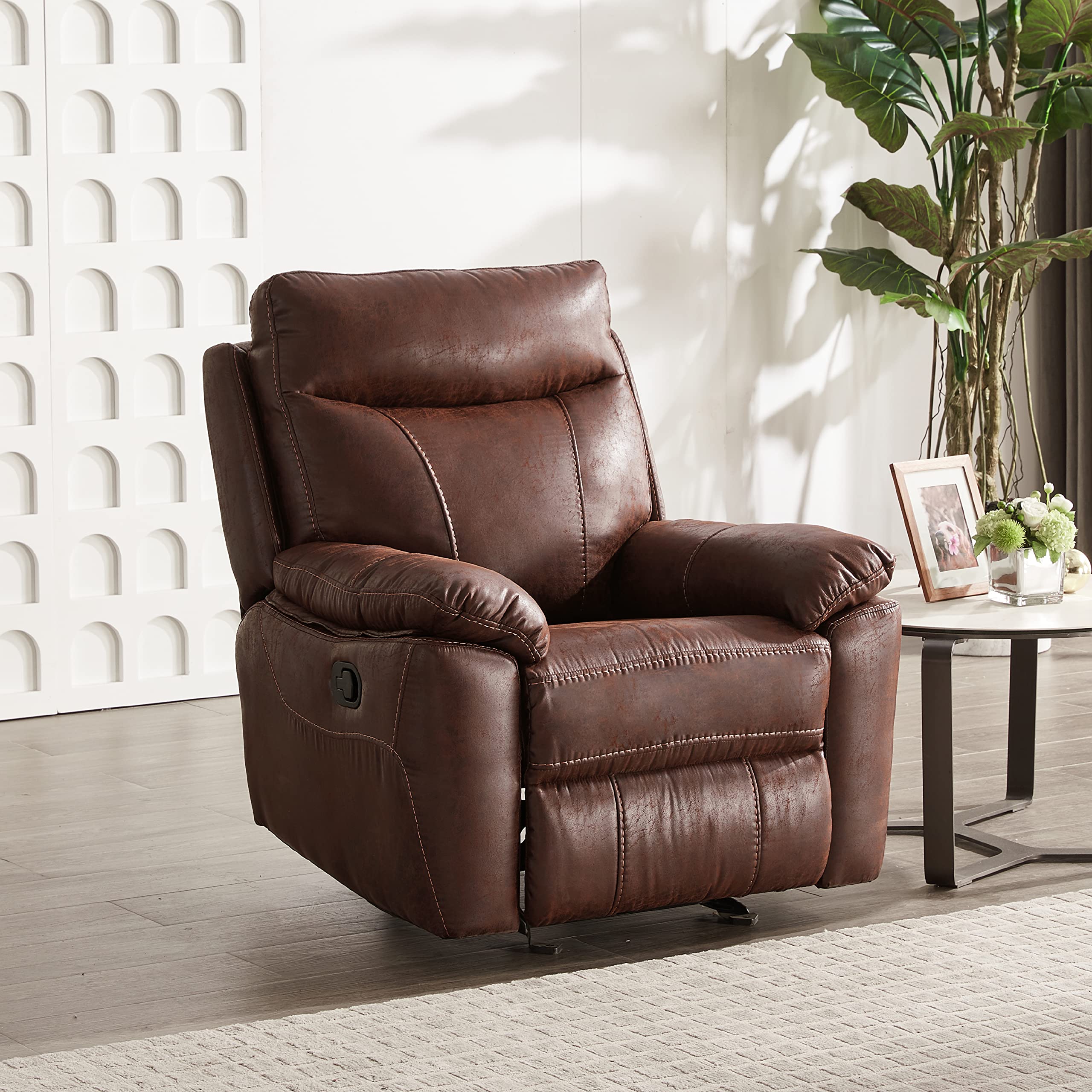 Amazon Brand - Solimo Ranttila Rocking 1 Seater Leatherette Recliner (Dark Brown) (B0B94LCKMV) Amazon Price History, Amazon Price Tracker