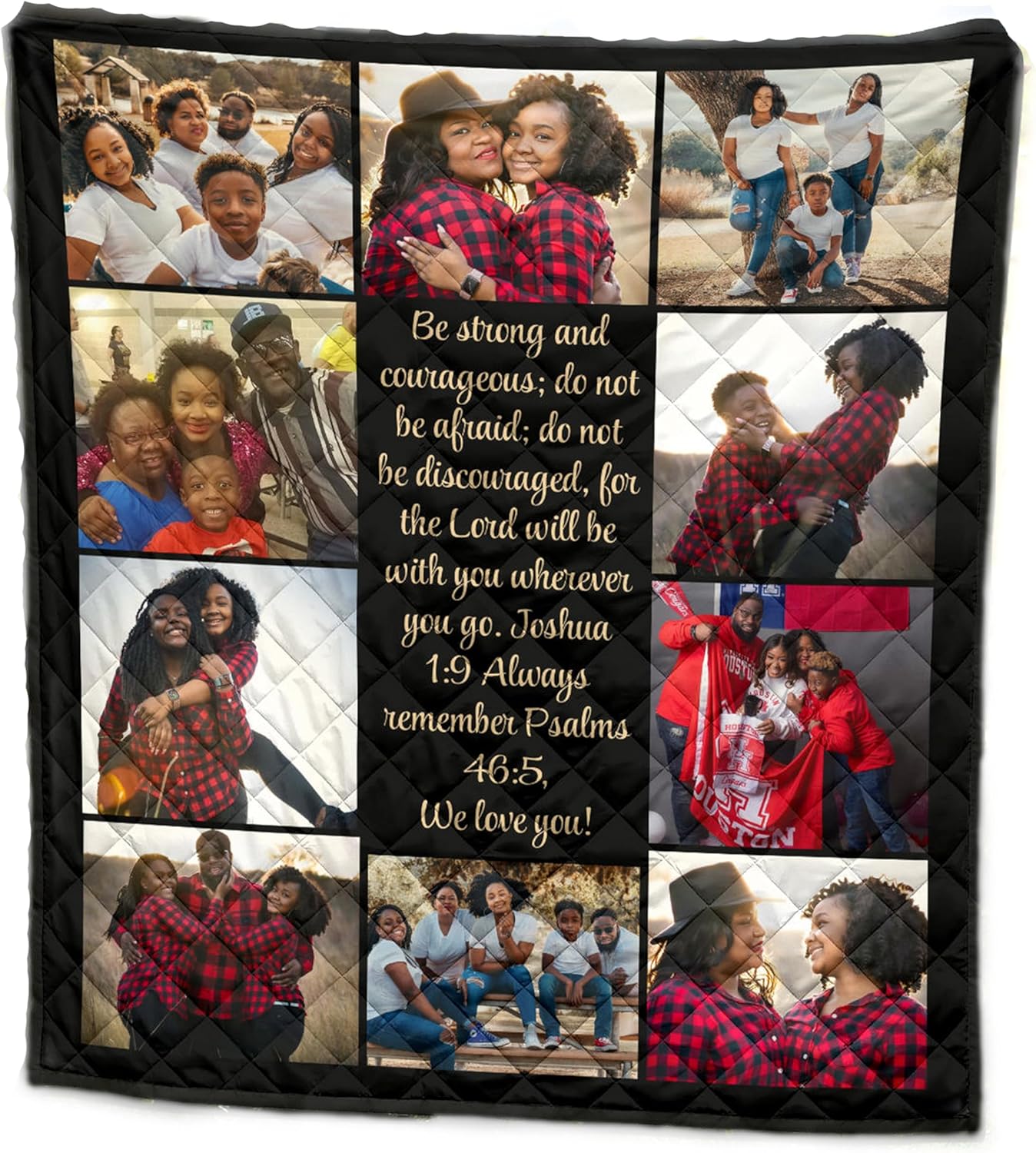 Custom Family 10 Photo Quilt Gift - Personalized Photo and Text Fleece Quilts, Great for Reunions, Families, and Mom (80x90 inches)