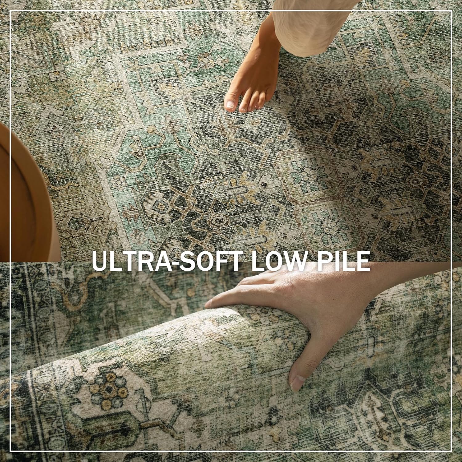 Machine Washable Kitchen Runner Rug: 2'6"x8' Hallway Rug Non Slip Low-Pile Stain Resistant Soft Carpet Runners for Entryway Hallways Kitchen Laundry Room Beside Farmhouse