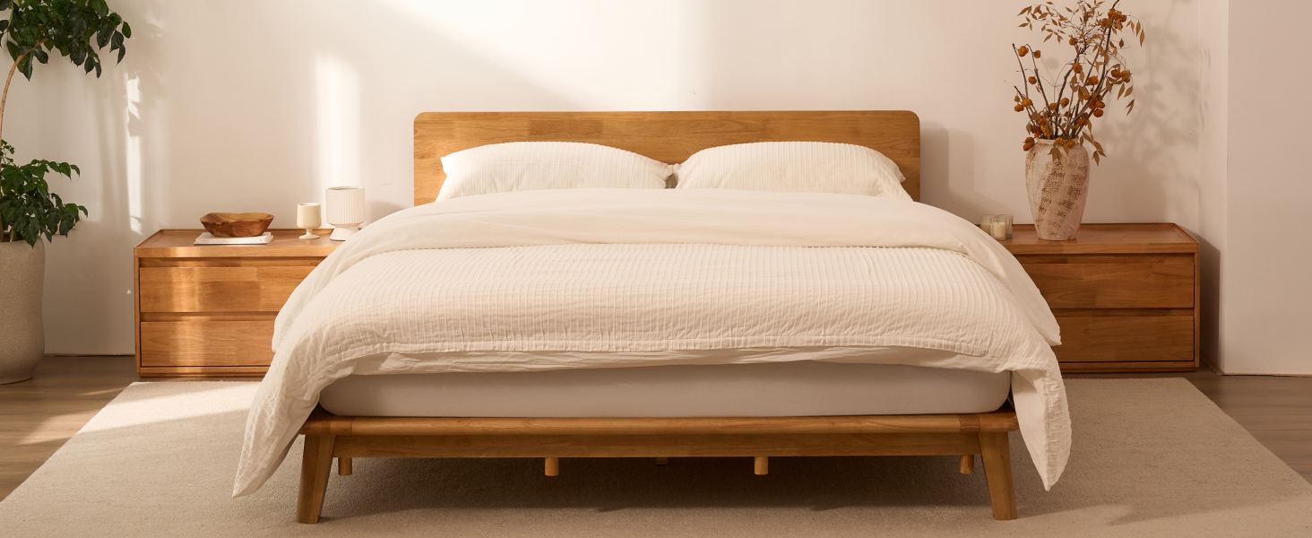 Amazon.com: FLEXISPOT Hako G1 Solid Wood Platform Bed Frame Queen