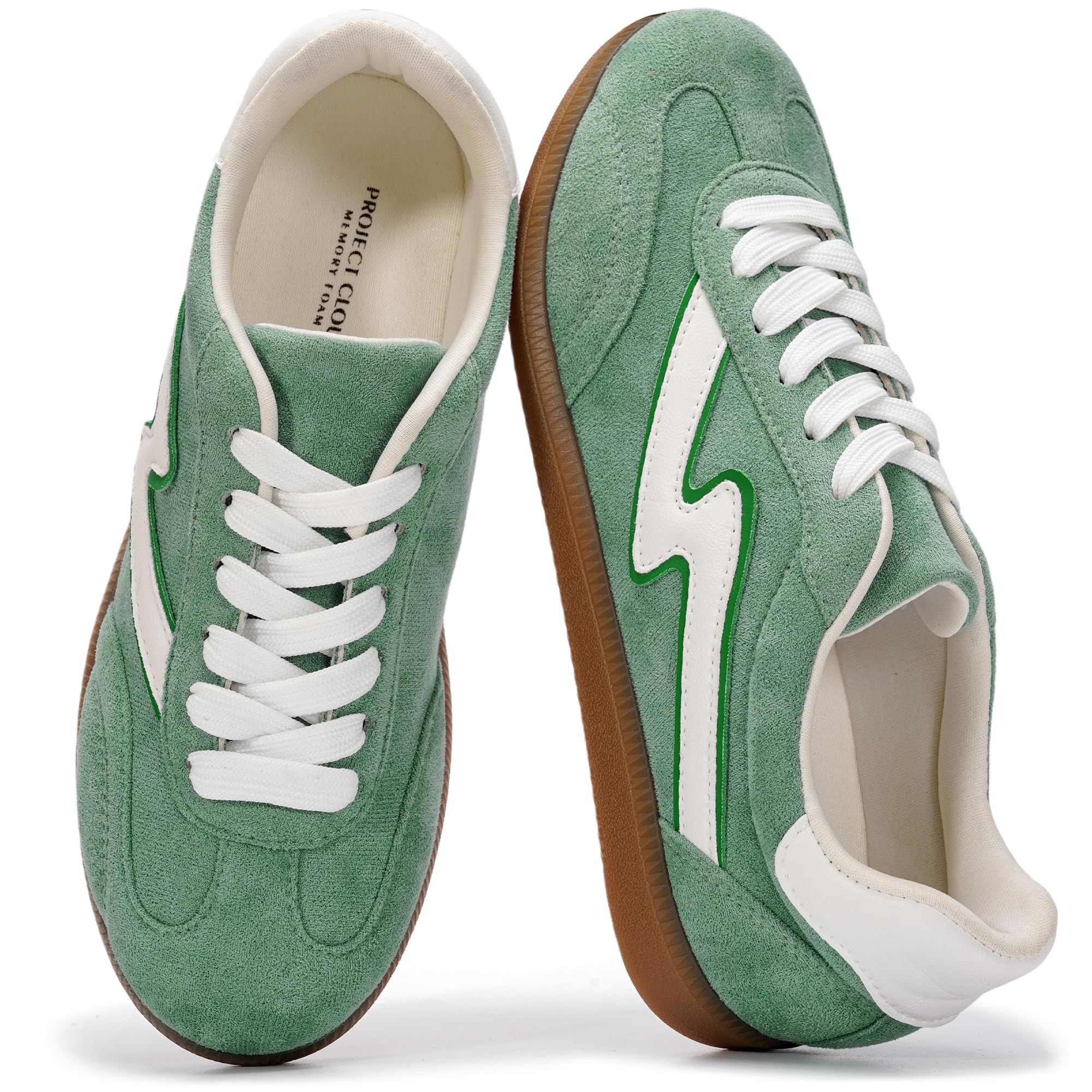 Project Cloud Fashion Sneakers for Women 2026 - Lace-Up Shoes Trendy Women Sneakers with Memory Foam Insole Women's Fashion Sneakers Non-Slip Womens Shoes (Irita, Green Multi, 6)