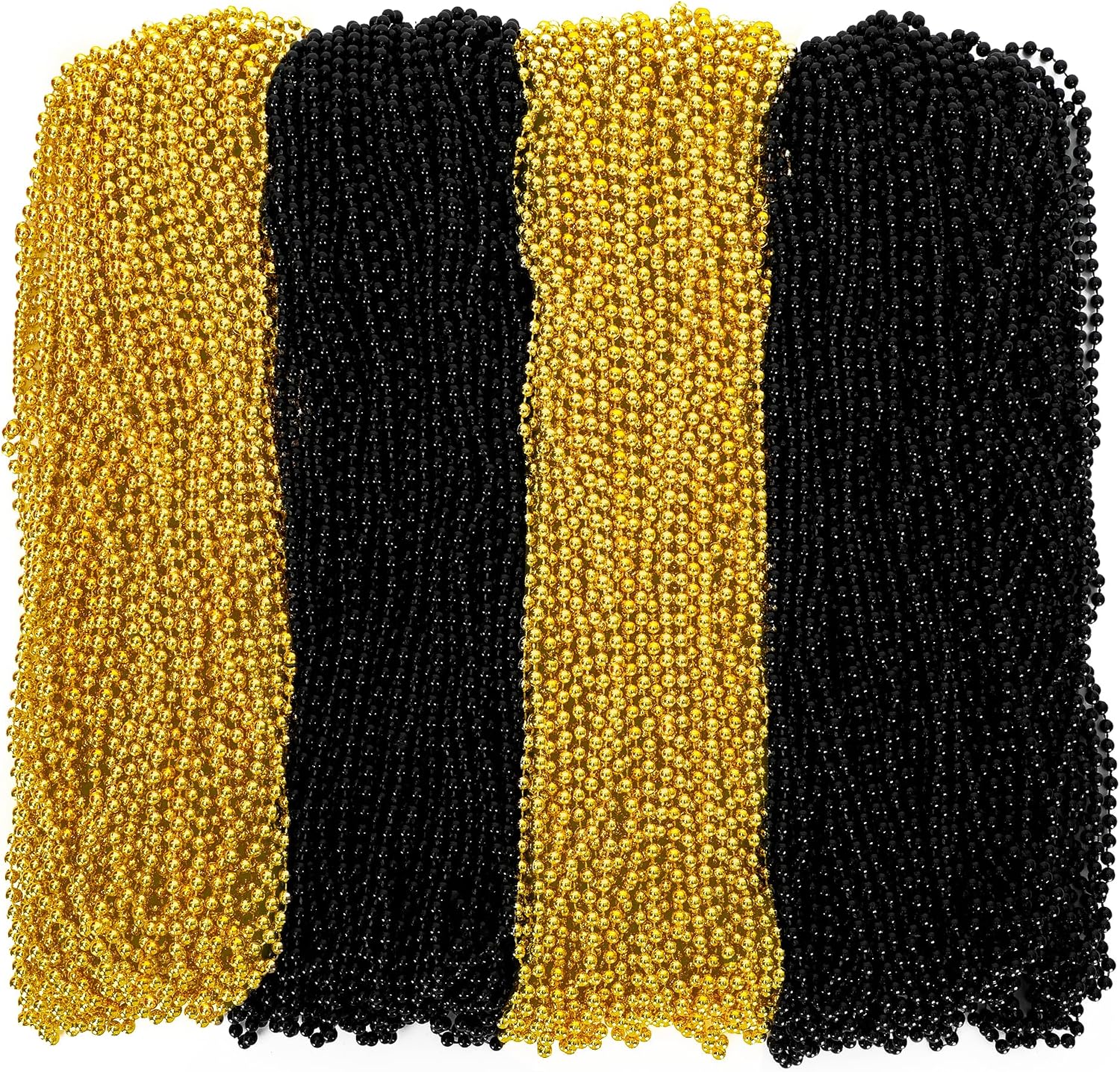 Huskein 200 PCS Beaded Necklace, 33" Mardi Gras Beads, Black Gold New Year Party Supplies, Mardi Gras Accessories, Bead Necklace Parade Favors Bulk for Festival Event Christmas Party Supplies