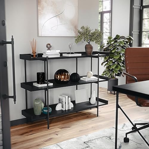 Miniatura 6 de Martha Stewart Emmett - Estantería de 3 estantes con marco de metal vertical, unidad de almacenamiento para oficina en casa, 35 pulgadas de alto,