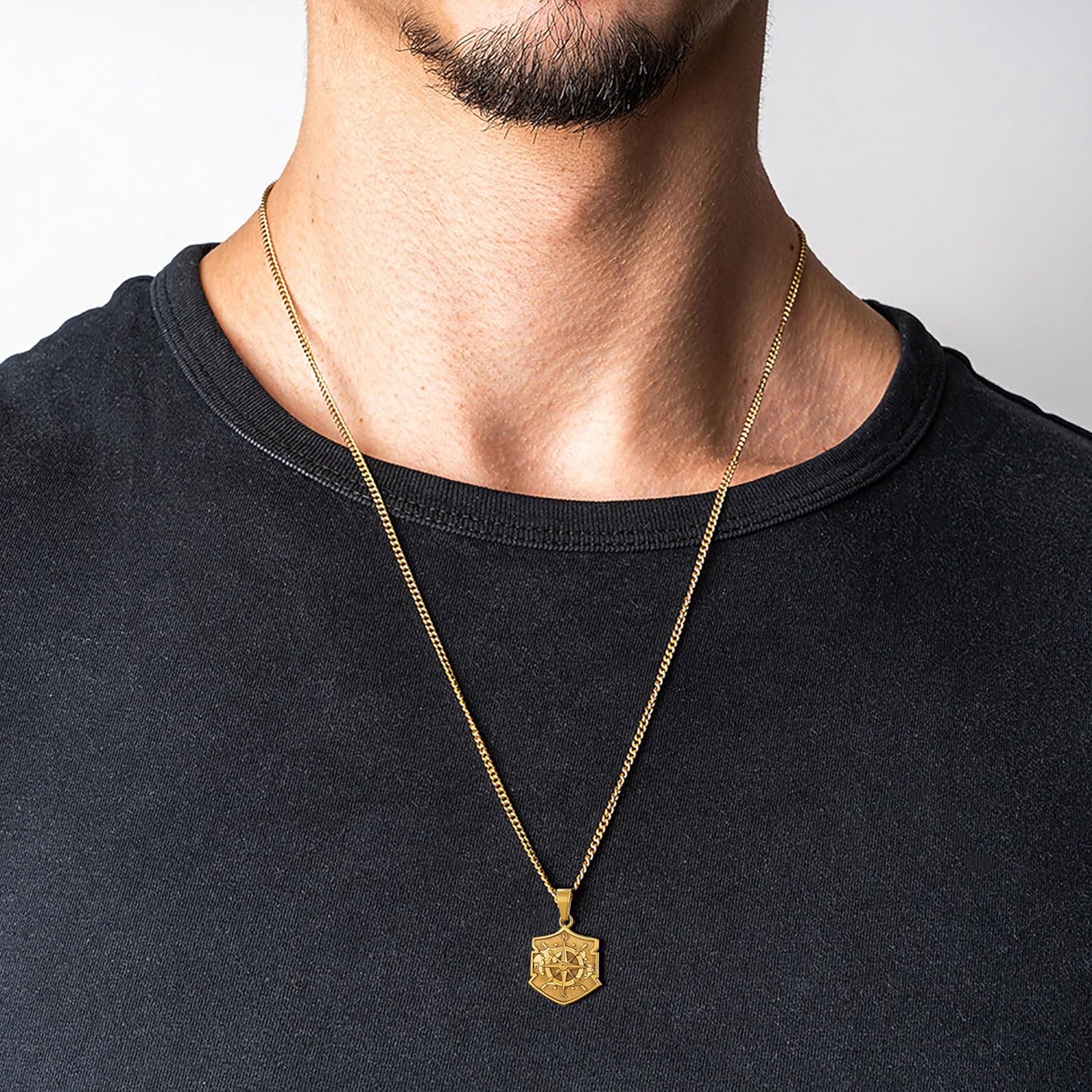 murtoo Compass Necklace for Men and Women, Gold Silver Vintage Stainless Steel Chains Necklace with Compass Pendant Unique Gifts for Men - Image 5