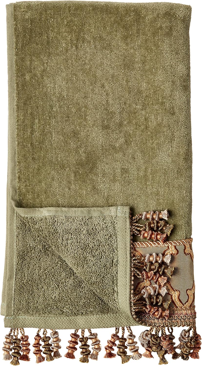 Austin Horn Classics Somerset 3-Piece Decorative Towel Set, with Jacquard Fabric & Gimp Trim, Pure Cotton 1 Bath, Hand & Tip Towel, Extra Absorbent, Super Soft Bath Towels (Sage)