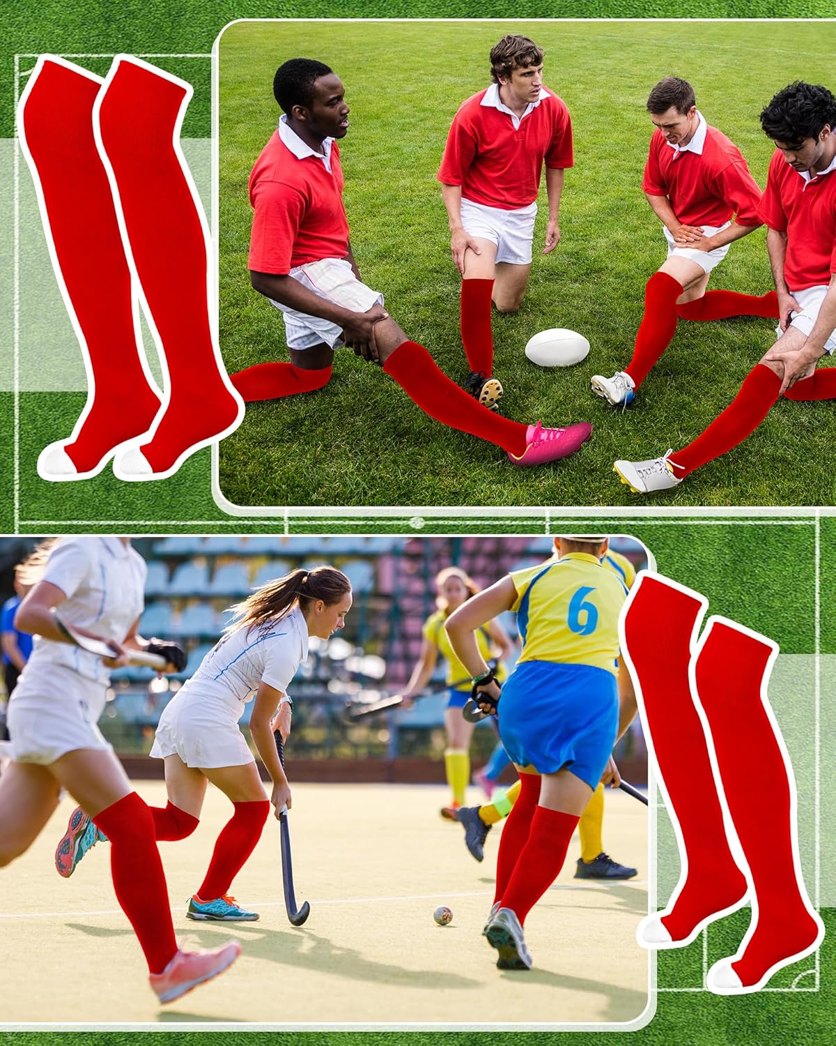 High Football Socks Multiple Sizes over the Knee Baseball Socks Extra Long for Youth Women and Men - Image 5