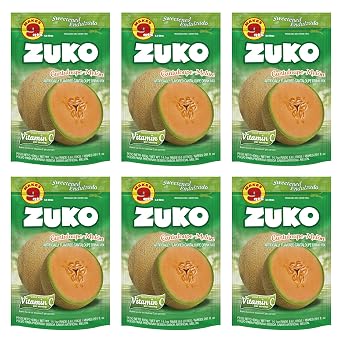 Zuko Cantaloupe Instant Powder Drink | Family Pack | No Sugar Needed | Vitamin C | 14.1 Ounce Pack of 6