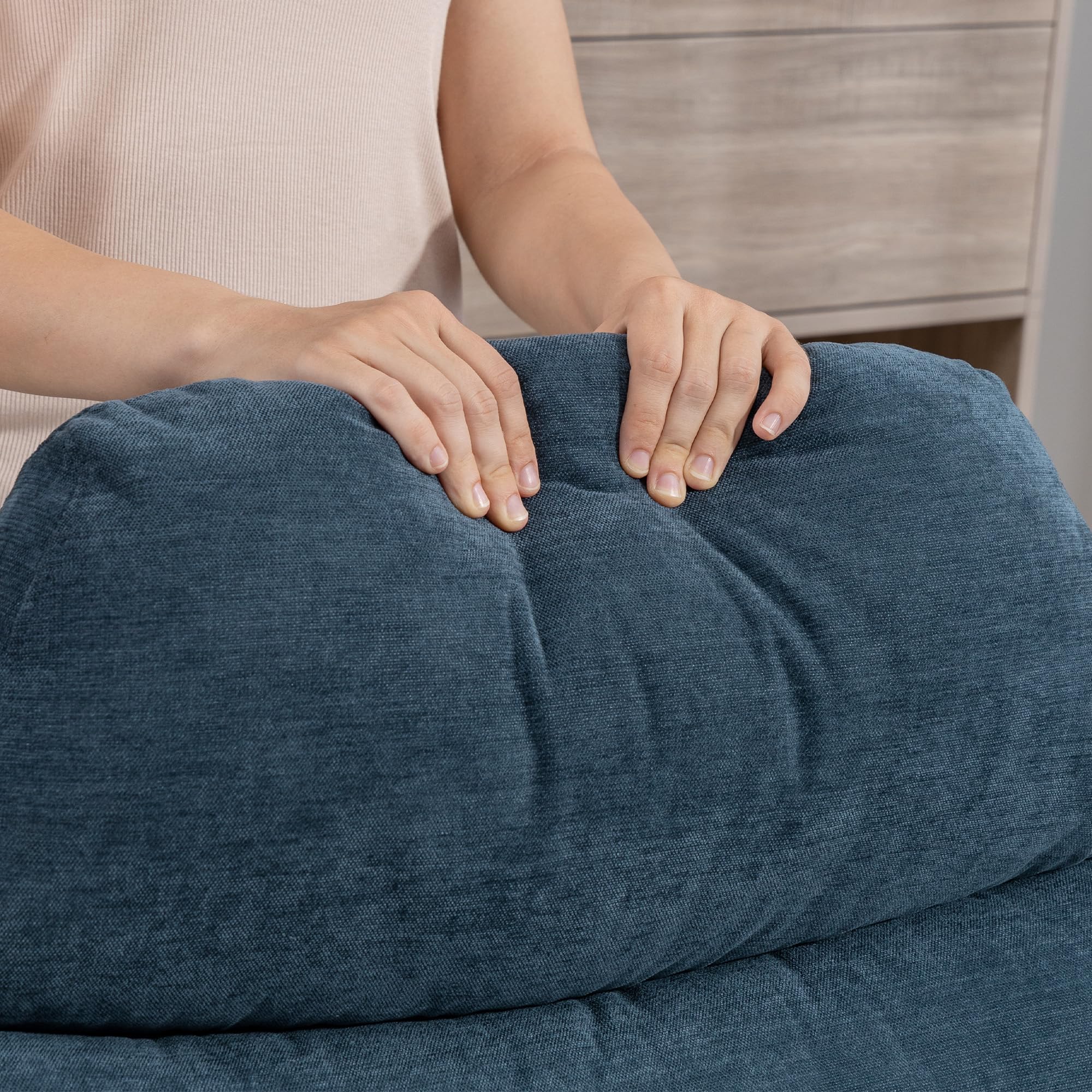 HOMCOM Relaxsessel mit Hocker Sessel Loungesessel mit Chenille-Optik breiter Sitzfläche Drehbar Polstersessel Armlehnensessel für Wohnzimmer, Schlafzimmer, Blau