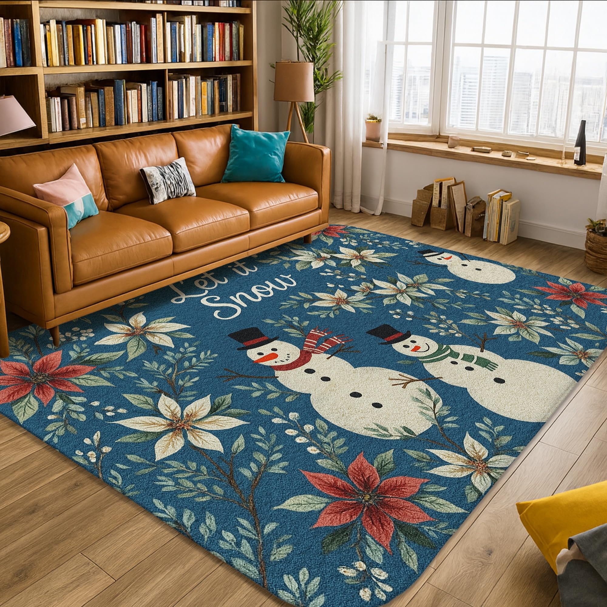 Tapis de salon bonhomme de neige en mousse souple pour réchauffer l'ambiance de la chambre