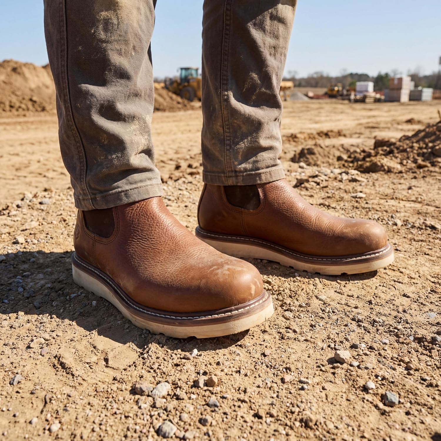 SUREWAY Men's Slip On Chlesea Work Boots for Men - Soft Toe,Lightweight Comfortable,Full Grain Leather,Slip-resistant Wedge Sole - Image 2