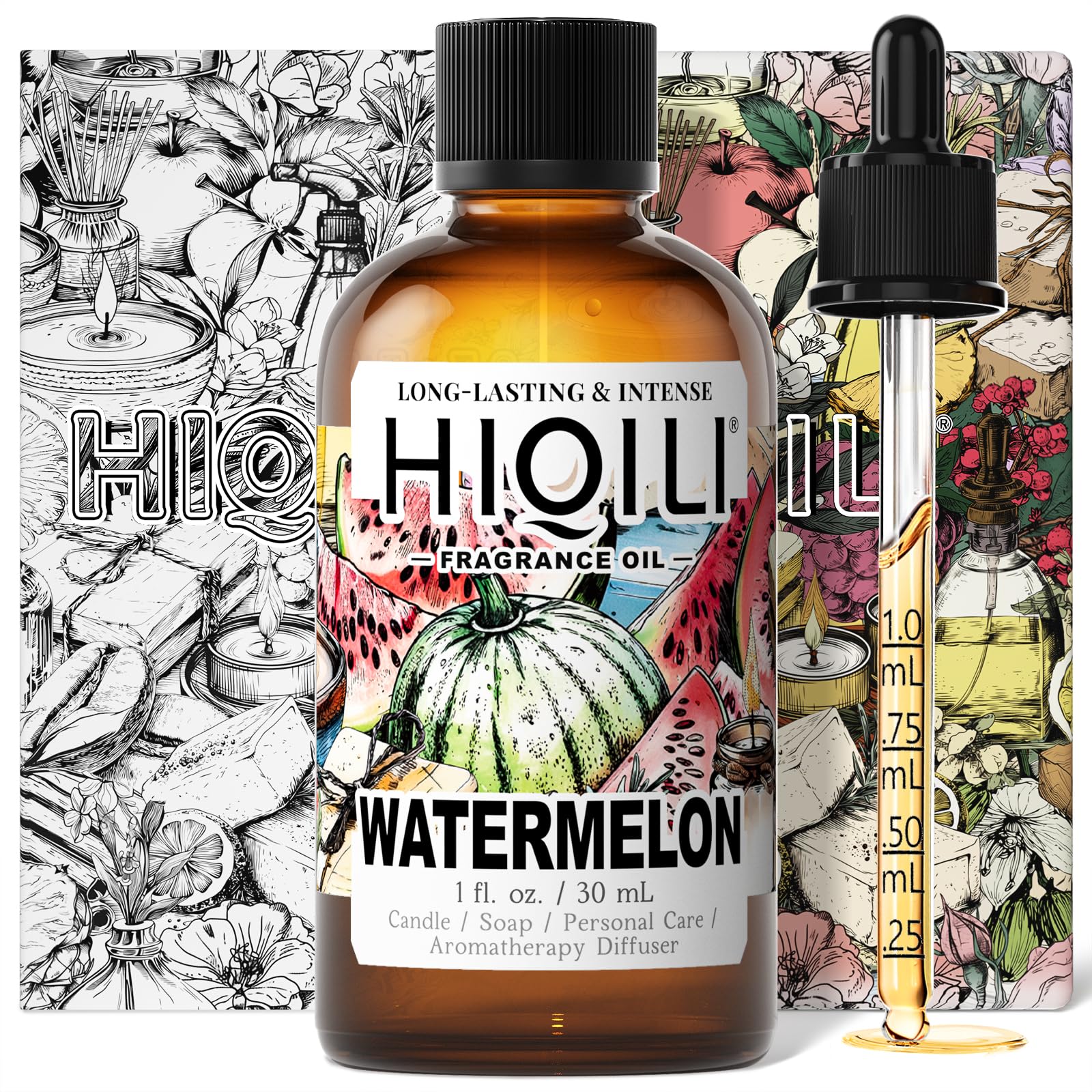 HIQILIWatermelon Fragrance Oil for Candle & Soap Making, DIY Fruity Perfume, Bath Bombs, Long-Lasting Diffuser Oil, Skin Care - 1 Fl Oz