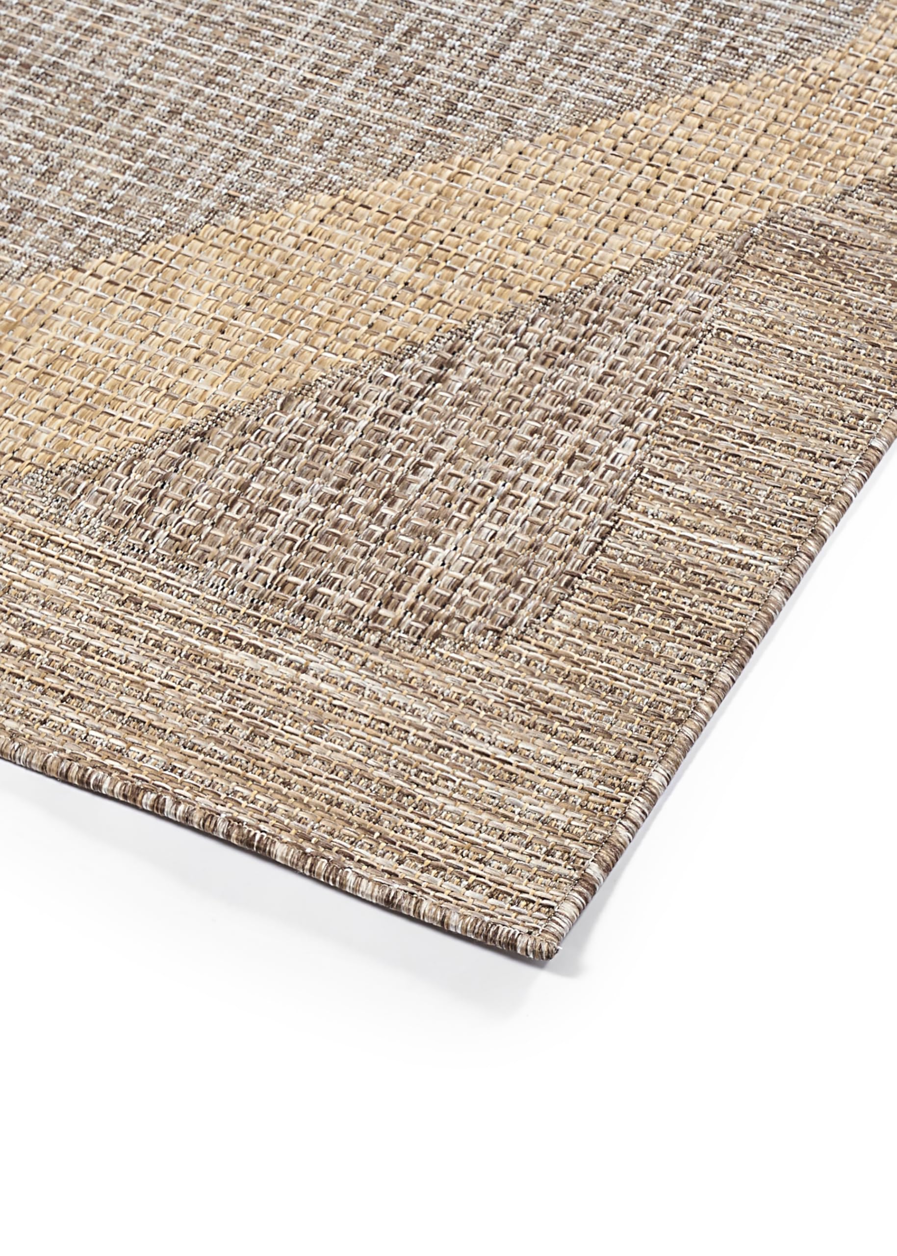 TAPISO Yucana Tapis d'Extérieur Tissage Plat Robuste Résistant aux Rayons UV Imperméable Tapis Intérieur & Extérieur Balcon Terrasse Marron Crème Motifs Abstraits Moderne 160 x 230 cm