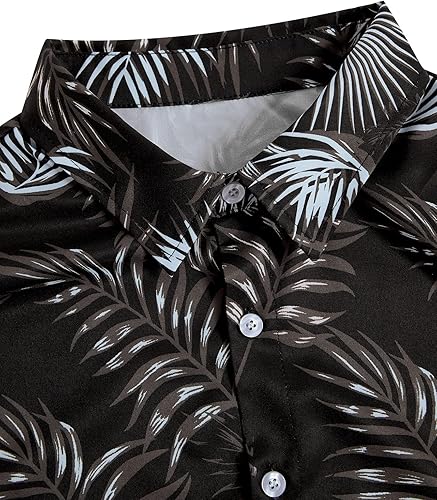 Vista 3 de Verdusa Camisas de manga corta con botones y estampado tropical para hombre