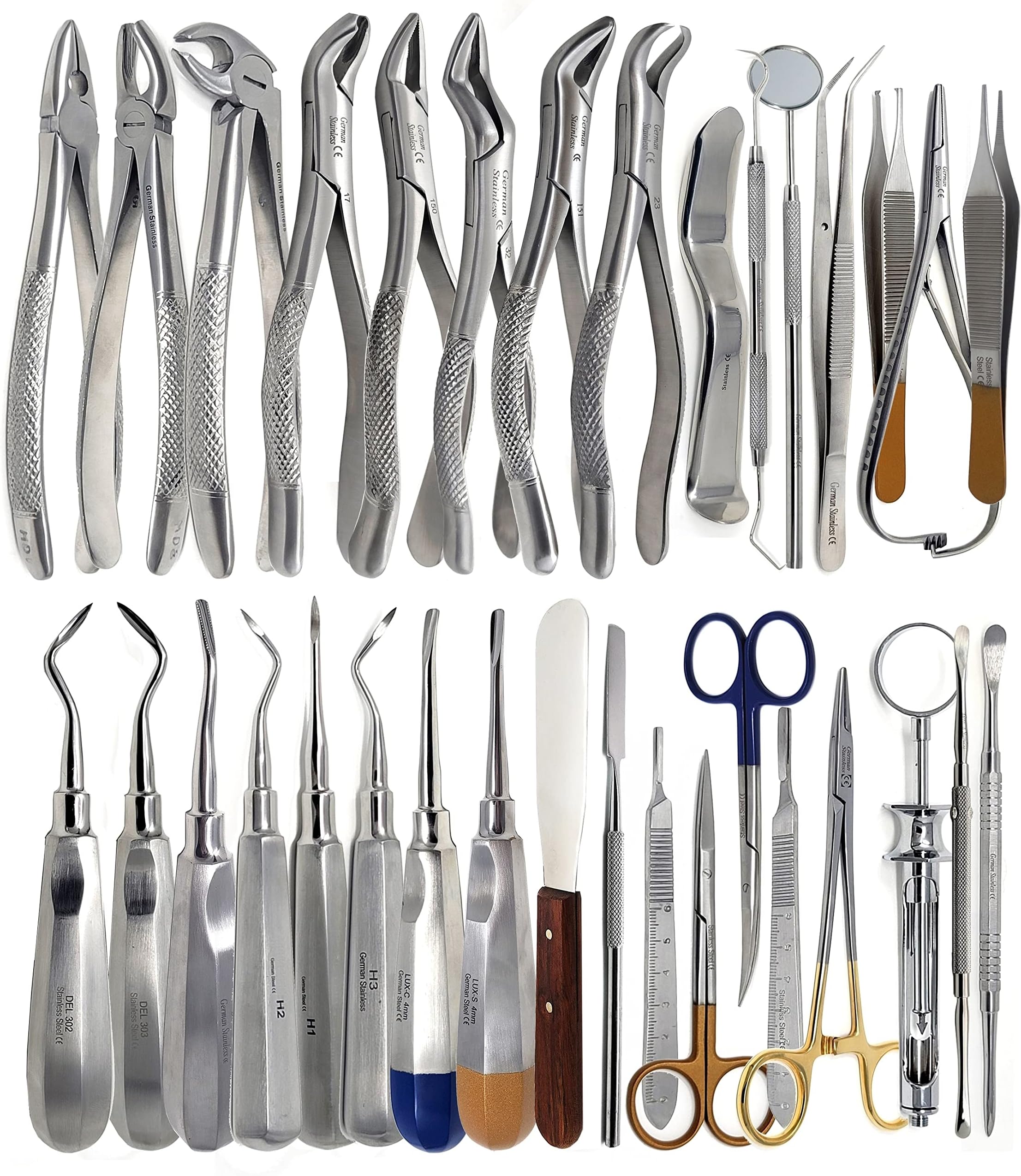 Premium Quality 77 Pcs Dental Oral Extraction Extracting Forceps Elevators Instruments Set Kit