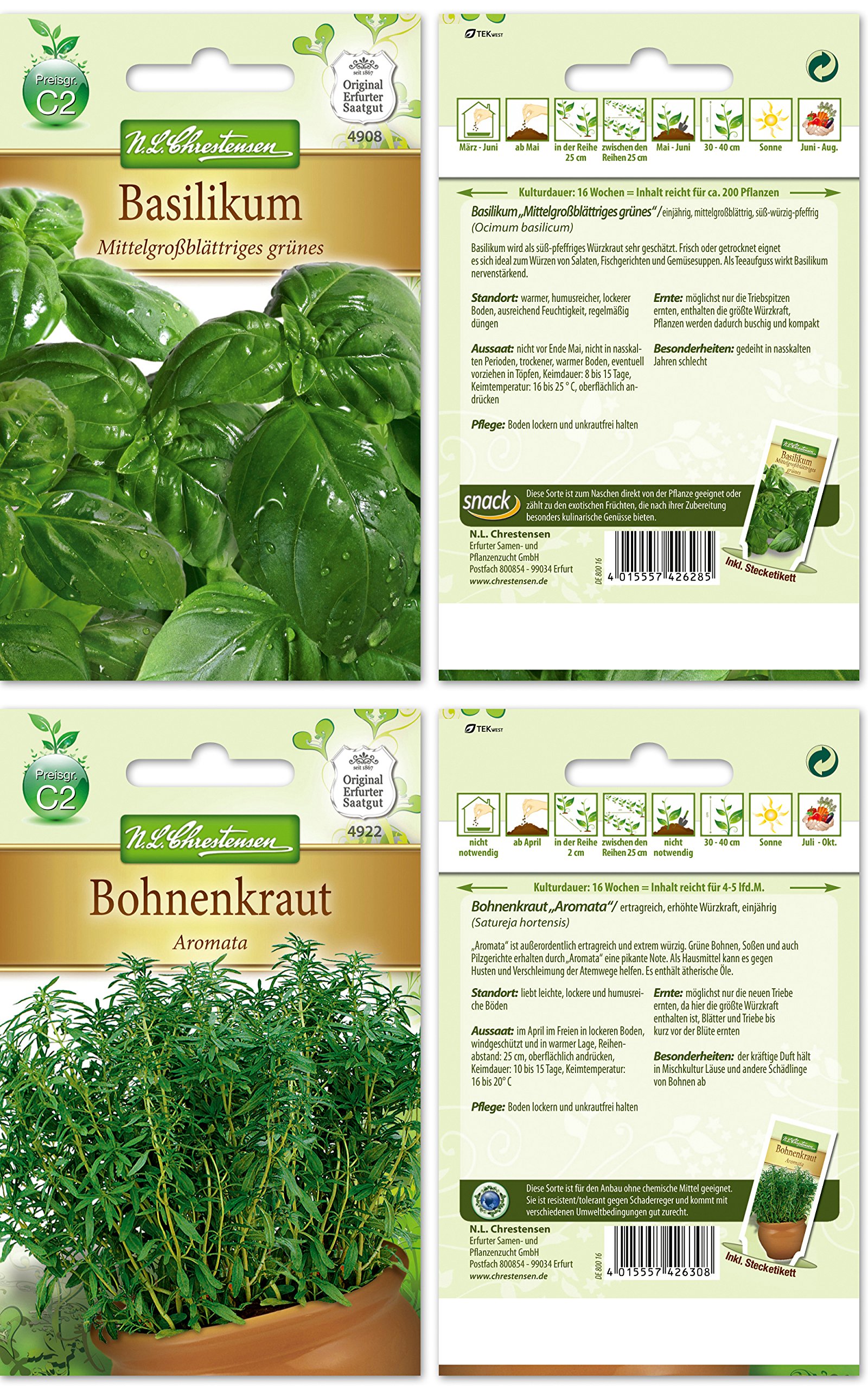 N.L.Chrestensen SET 3 Kräutervielfalt – 10 Sorten Saatgut, Für Garten & Fensterbank