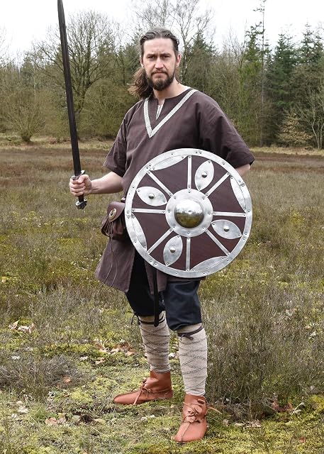 Foto 3 de 7 de Battle-Merchant - Túnica Medieval para Hombre Ailrik con Mangas Cortas y Bordados - Camisa de Guerrero Vikingo