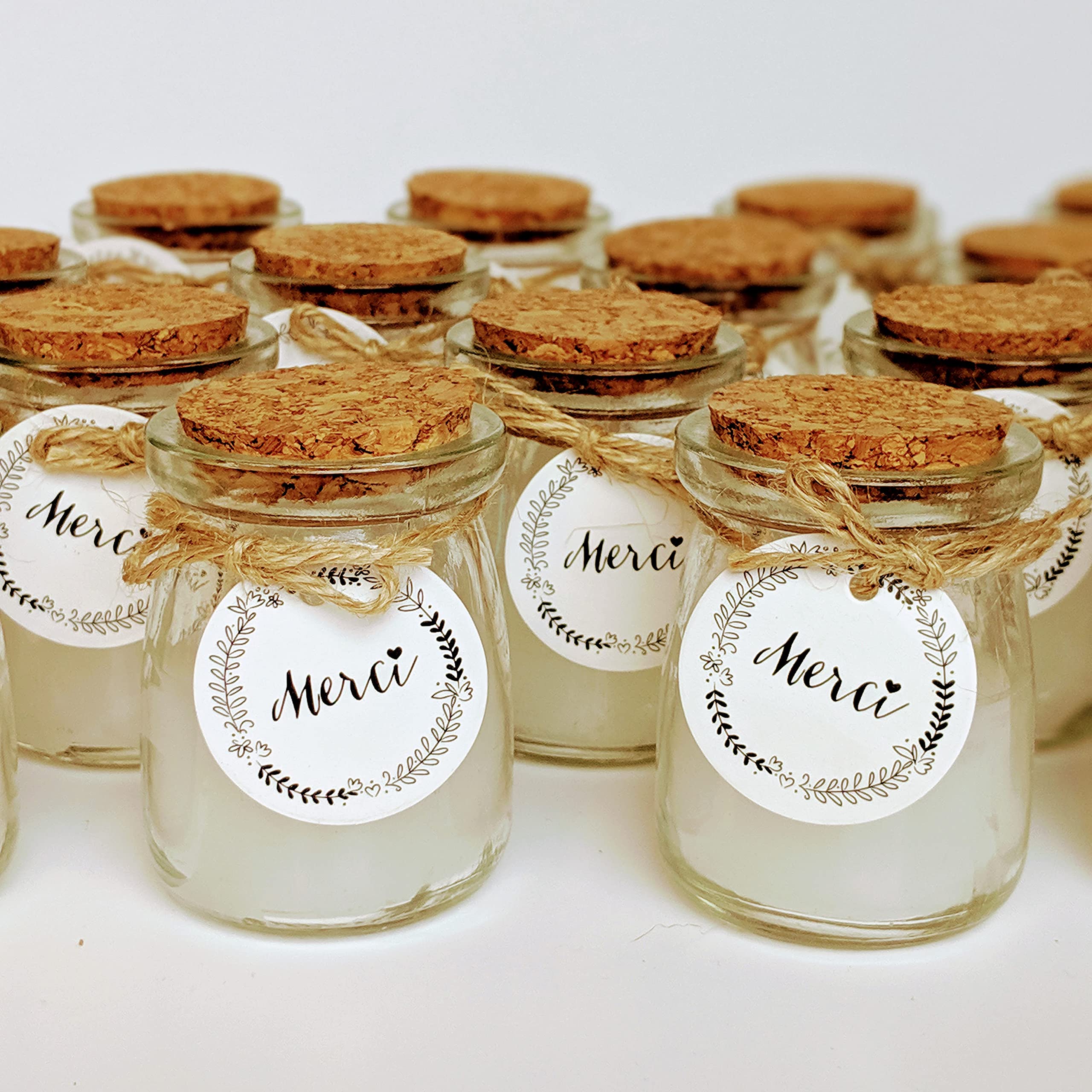Candela profumata – 48 pezzi set di candele GRAZIE – Cera di soia naturale | Piccolo regalo invites matrimonio, Battema, compleanno, candela noel, regalo tata – Alternative dragees matrimonio | TE