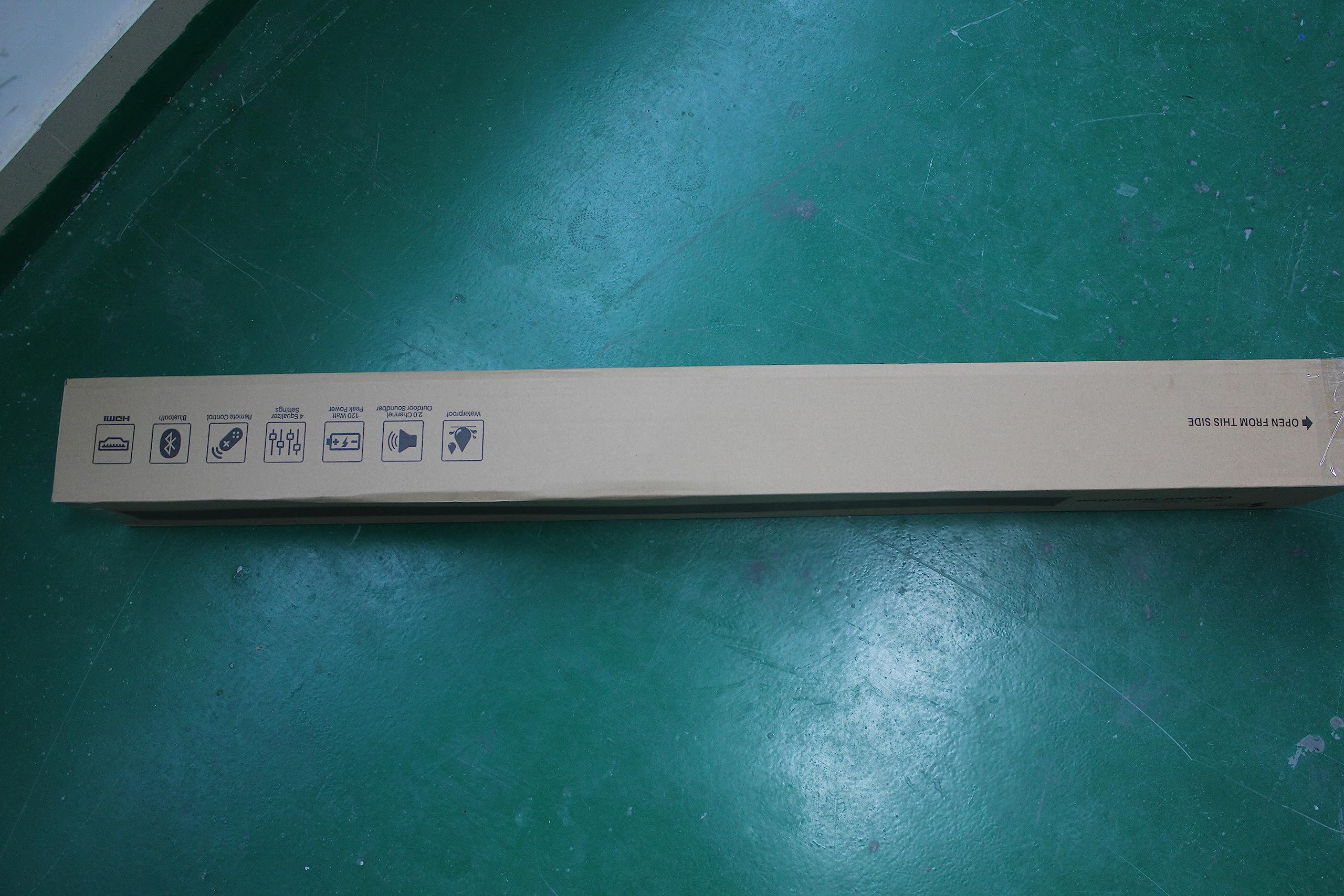 SYLVOX Soundbar TV Bluetooth impermeabile IP65 con telecomando, 4 impostazioni di equalizzazione, 2.0 canali 120 Watt, HDMI, montabile a parete, A2DP, HDMI, Ingresso Ottico, Coassiale, USB