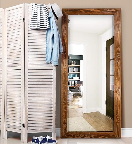 Miniatura 8 de Wexford Home Espejo de cuerpo entero de madera de granero - Blanco envejecido (AR1-L01)