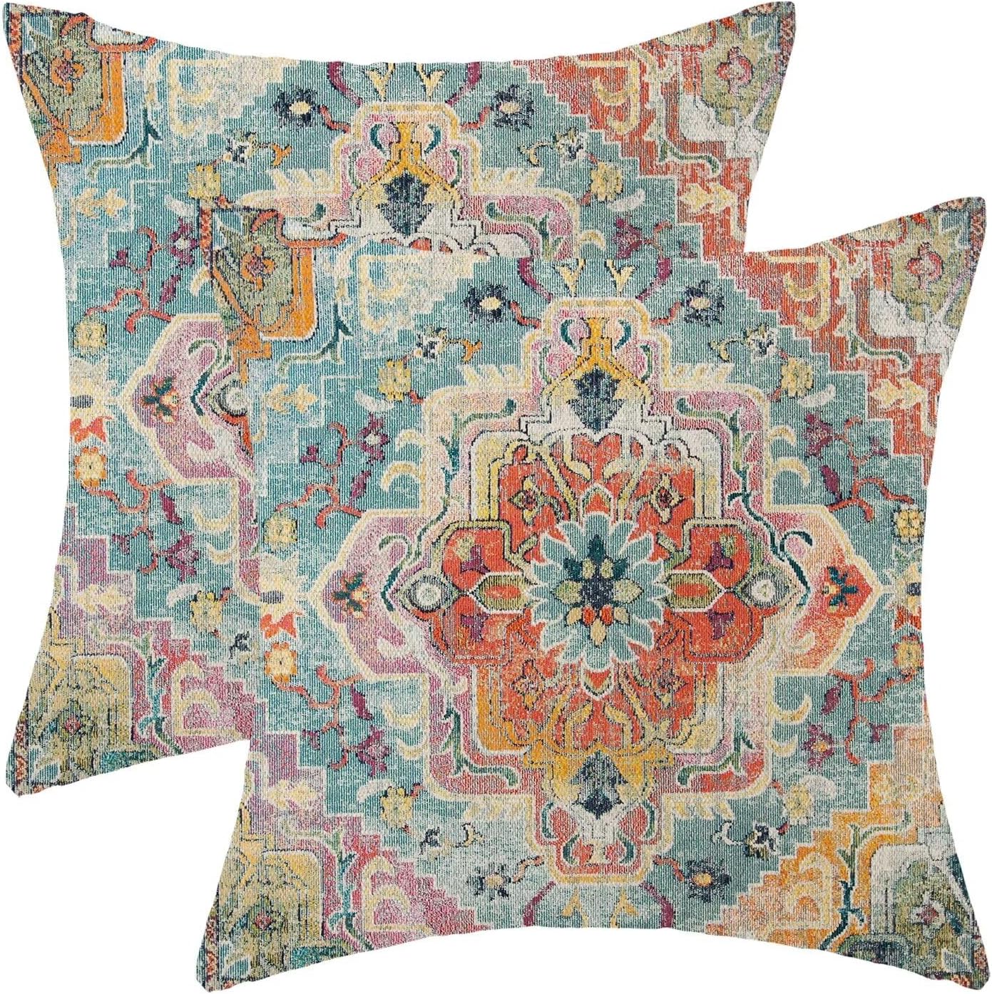 Jecuwo Boho Pillow Covers 18x18 Inch Set of 2, Bohemian