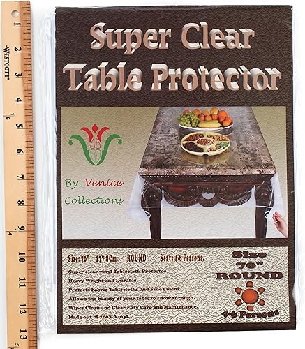 Miniatura 10 de Venice Collections Protector de mantel y mantel duradero 100% vinilo súper transparente, tamaño 70 x 126 pulgadas, rectangular