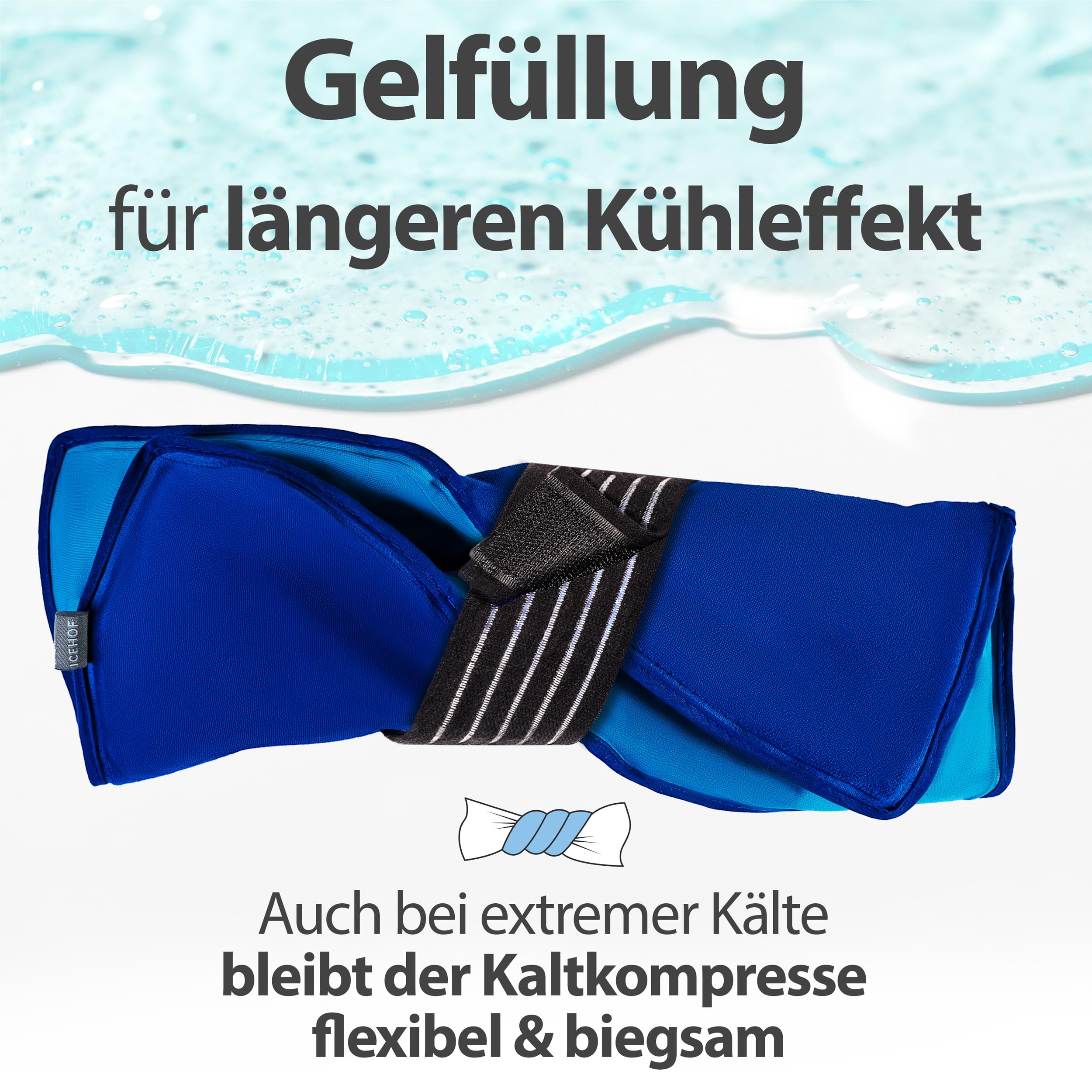 Icehof Coussinets rafraîchissants XXL en gel - Grand coussin de refroidissement - Pack de froid - Doux, moelleux - Pour glacière - 38 x 28 cm