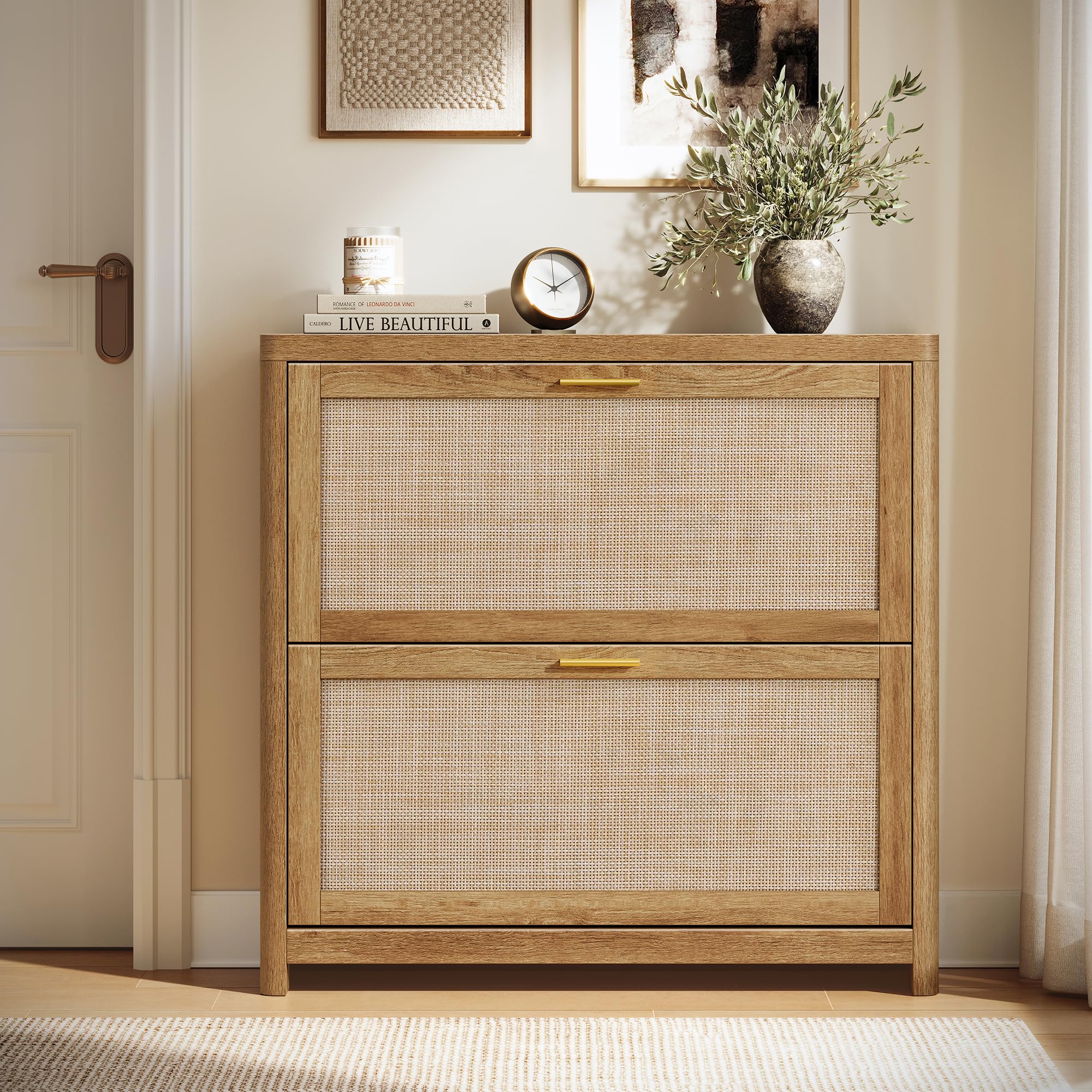 VASAGLE Rattan 2-Drawer