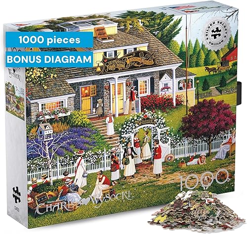 Buffalo Games - Rompecabezas para adultos de 1000 piezas, rompecabezas de amor de Charles Wysocki, caja de regalo premium plateada con detalles