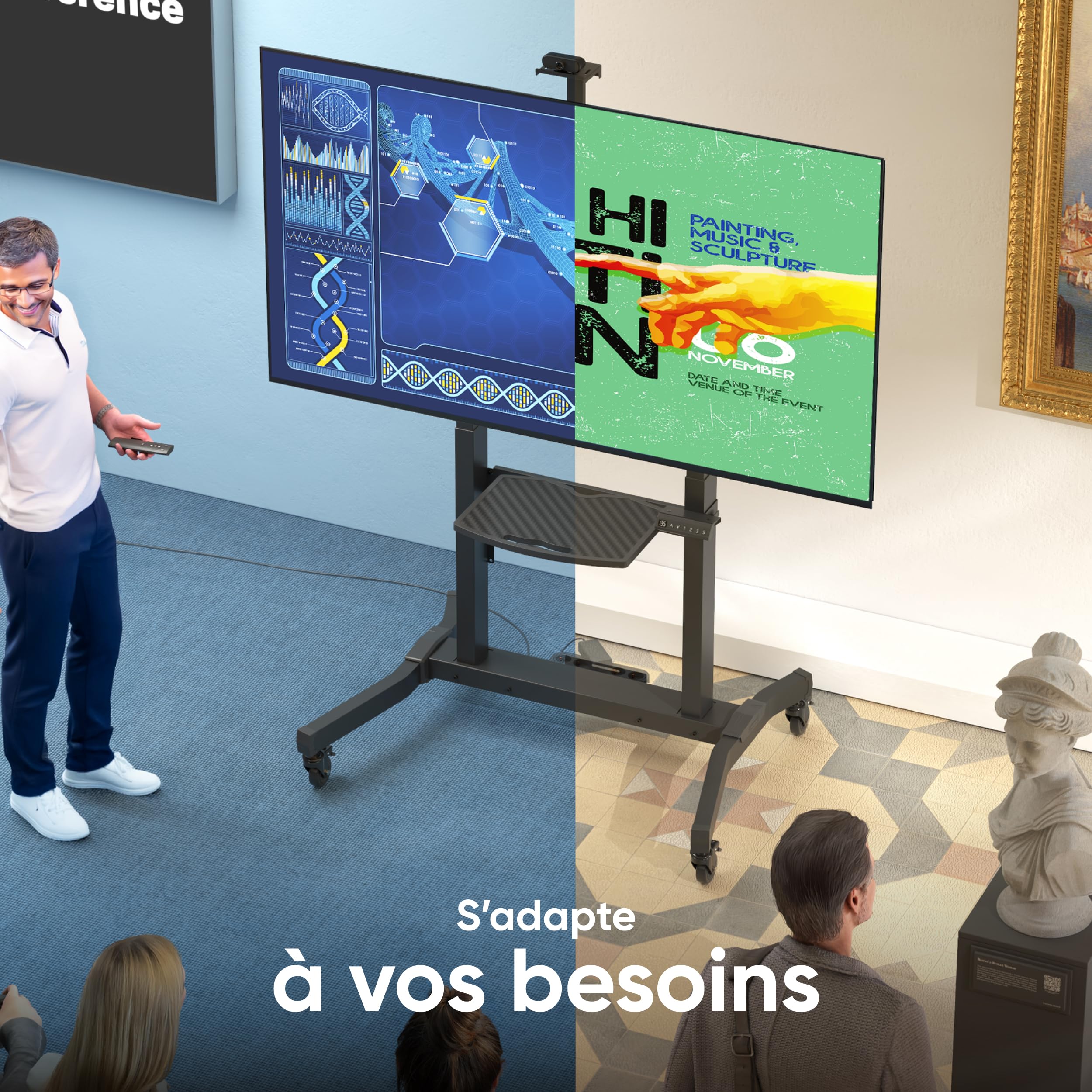 ONKRON Support TV Motorisé 50"-100", 120 kg, Max VESA 1000x600, TS1991E-B