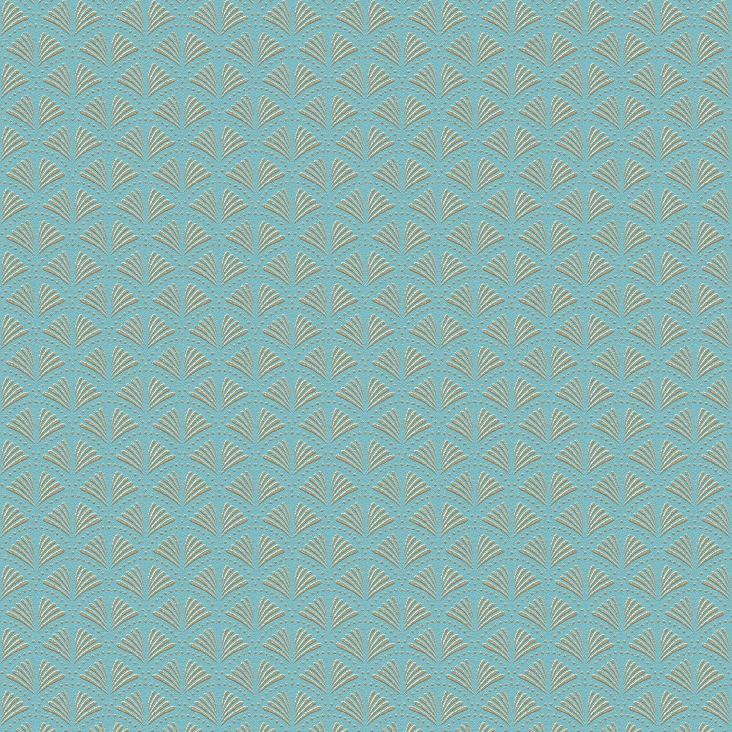 Papier peint ornements bleu turquoise or Profhome 379574-GU intissé TNT