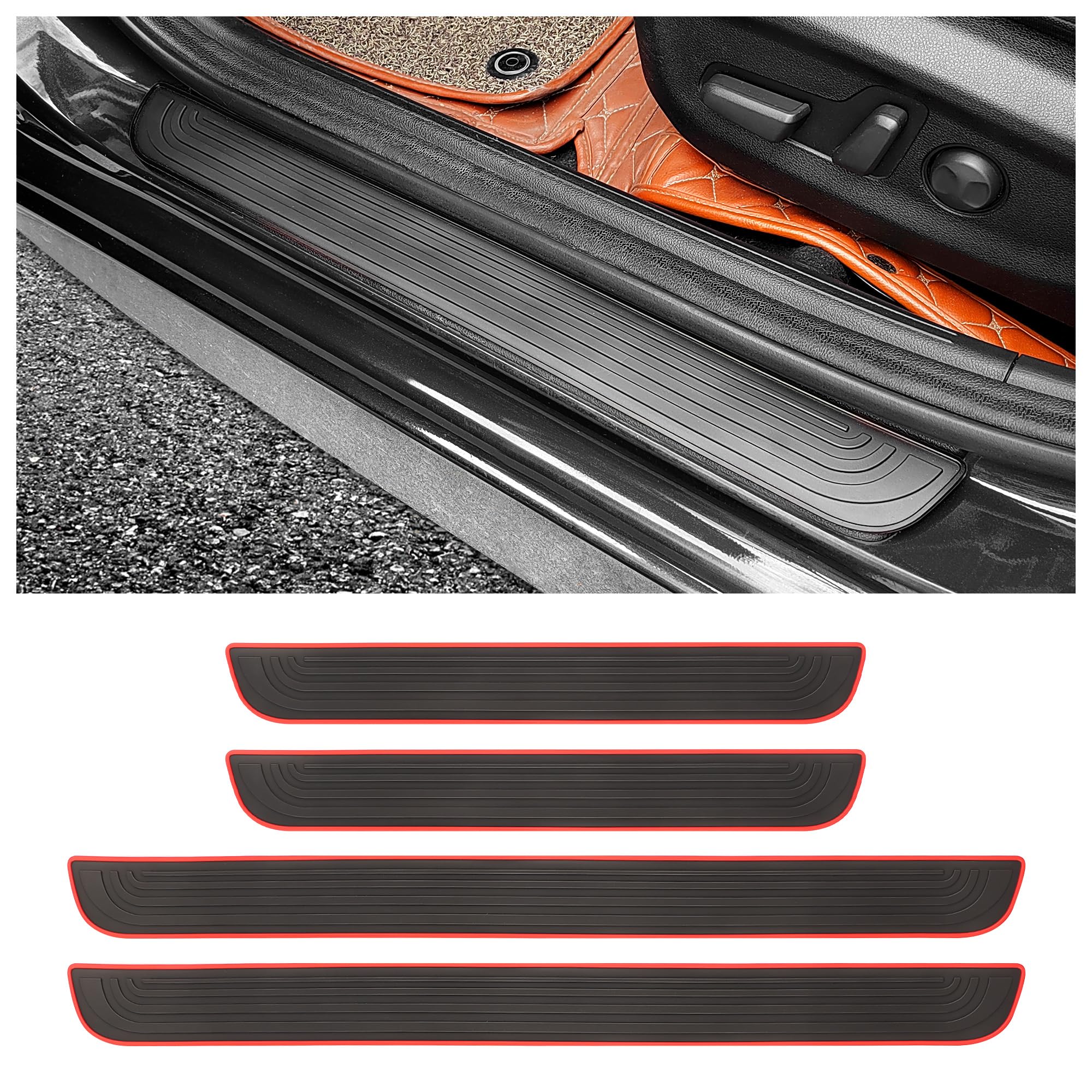 4Pcs Edge Door Sill Protector Reflective 4D Carbon Fiber Sticker