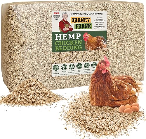 CrankyFrank Hemp Chicken Bedding 30LB (115L) - Dust-Free, Super Absorbent & Odor Control Coop Bedding