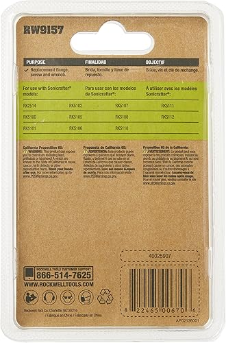 Miniatura 3 de Rockwell RW9157 Tornillo de repuesto, brida y llave Allen para herramienta multiherramienta oscilante Sonicrafter