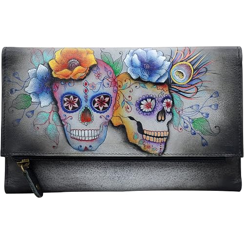 Anuschka Anuschka Handpainted Leather Three Fold Clutch-flamboyant Flmingos Wallet
