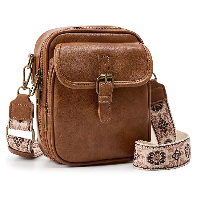 Small Messenger Bag Vegan Leather Crossbody Bag for Women Men Vintage Cross Body Shoulder Purse with Card Slots