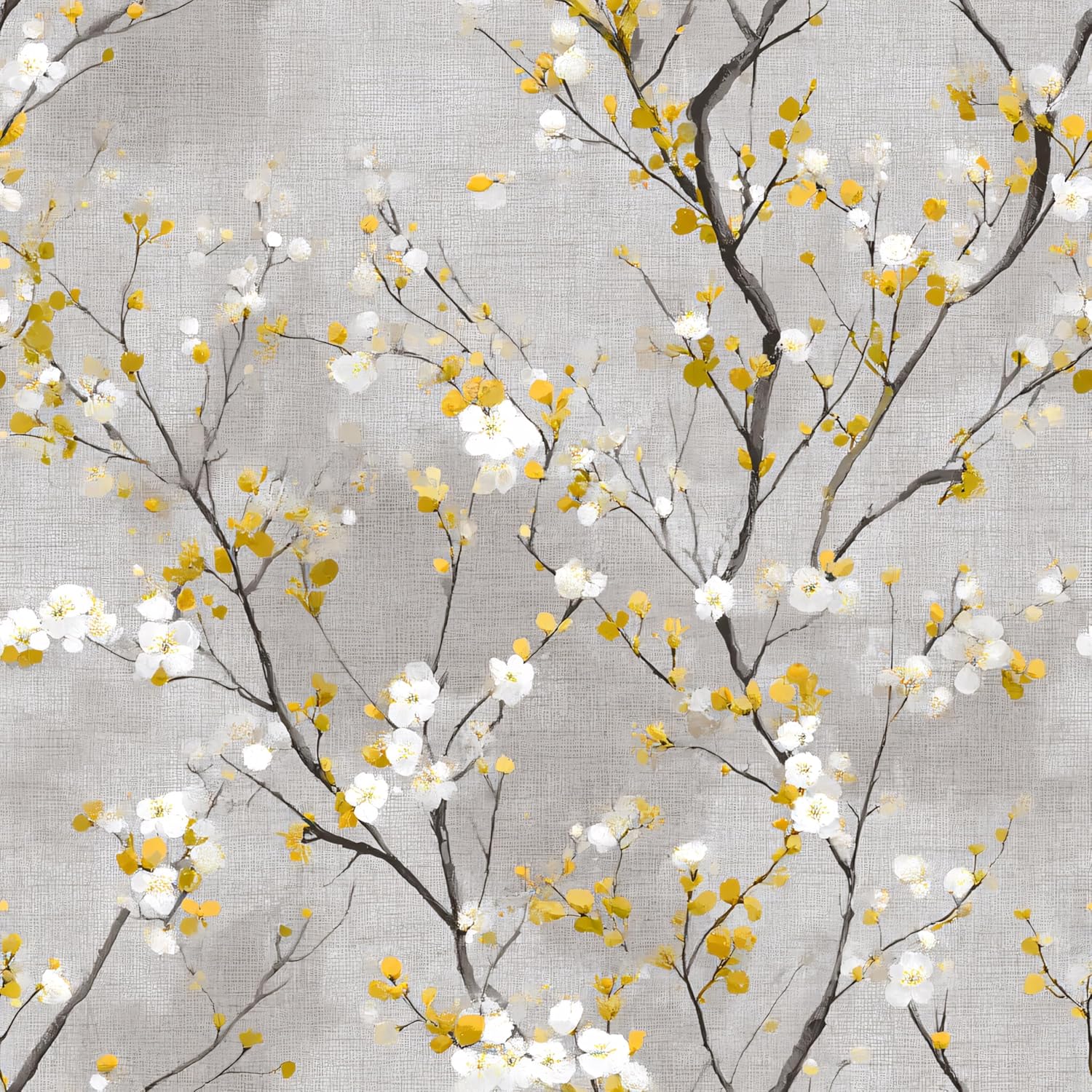 White Floral Branches Removable Self-Adhesive Wallpaper for Bedroom & Living Room Decor 17.7×118 Inch,Waterproof Wall Covering for Accent Walls, Apartment, Nursery