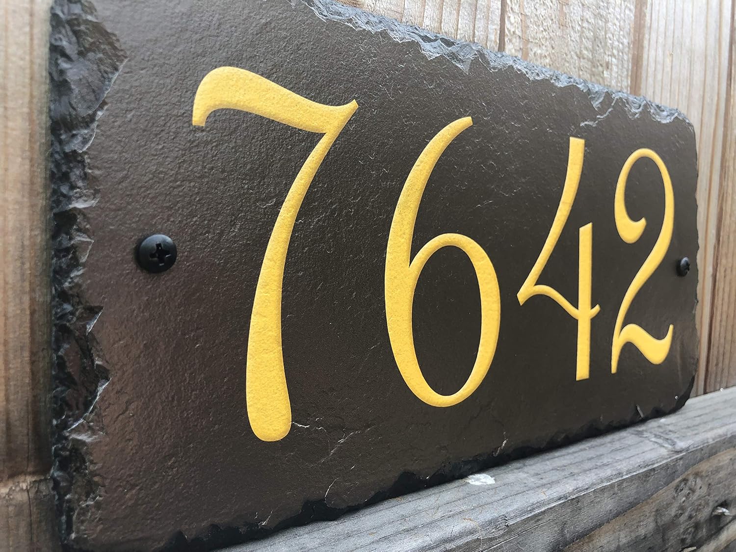 Beautifully Handcrafted and Customizable Slate Home Address Plaque (12"x6" or 18"x8") Improve The Curb Appeal of Your Property with This Bespoke House Sign.