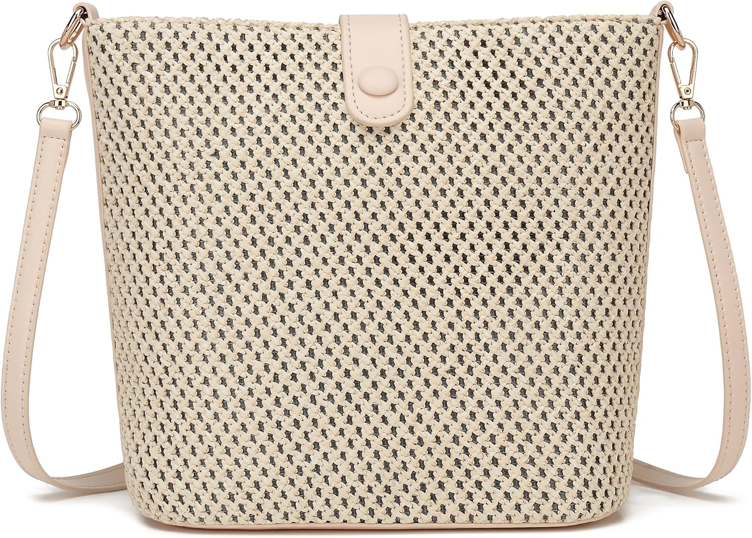 ALARION Straw Crossbody Bags for Women Summer Woven Beach Bag Raffia Shoulder Bag Leather Straps Straw Clutch Purse Vacation