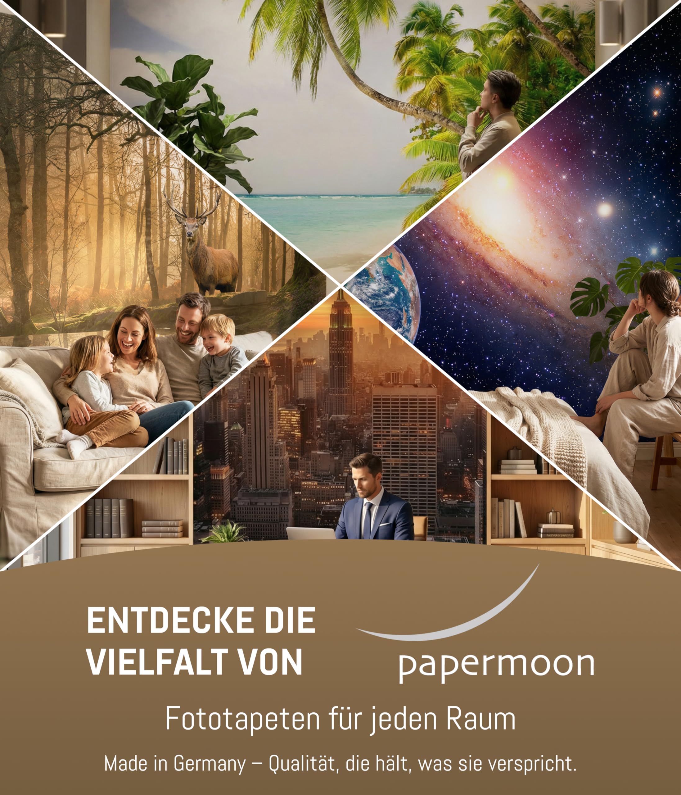 papermoon® Vlies Fototapete inkl. Kleister - Moderne XXL Wandtapete mit brillantem Farbdruck – Leichte & saubere Verarbeitung – Für Wohnzimmer, Schlafzimmer, Büro & Flur – Made in Germany