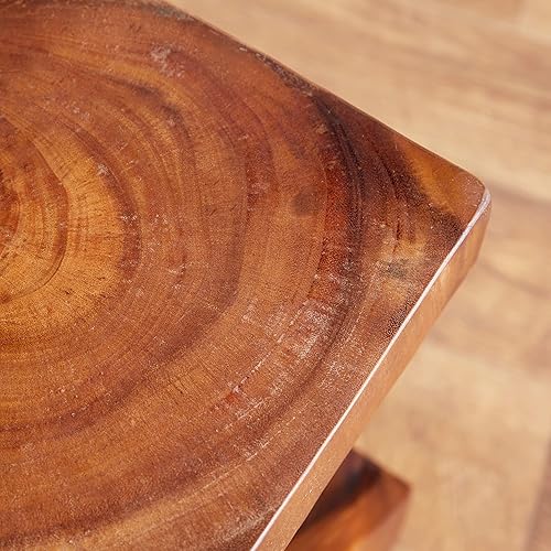 Miniatura 4 de Deco 79 Suar - Mesa decorativa hecha a mano de madera con base en espiral, 12 x 12 x 18 pulgadas, color marrón