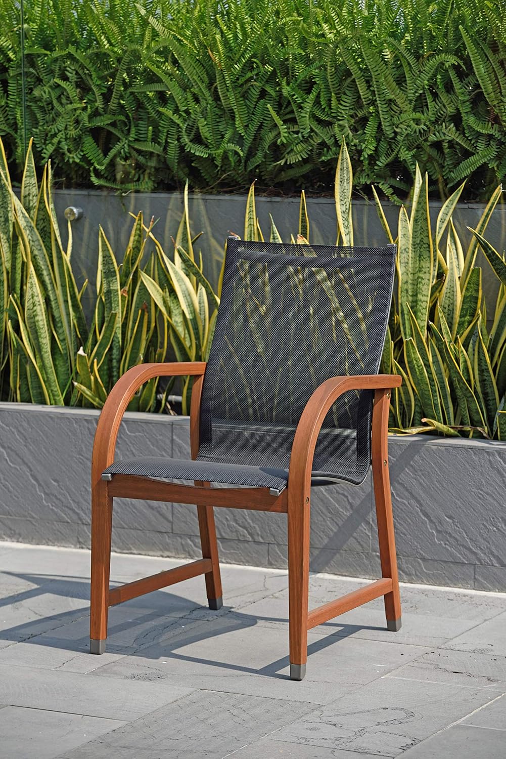 ia Bahamas 7-Piece Oval Patio Dining Set | Eucalyptus Wood | Ideal for Outdoors and Indoors, Black : Patio, Lawn & Garden