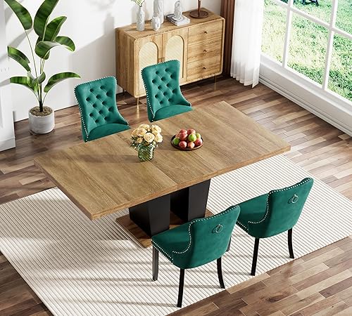Vista 91 de Juego de mesa de comedor extensible de mármol sintético blanco de 63 a 78.74 pulgadas para 4, juego de mesa de comedor de 5 piezas con 4 sillas