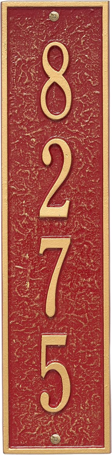 Whitehall Personalized Cast Metal Address Plaque - Custom House Number Sign - Delaware Vertical Plaque, Made in USA, Weather Resistant