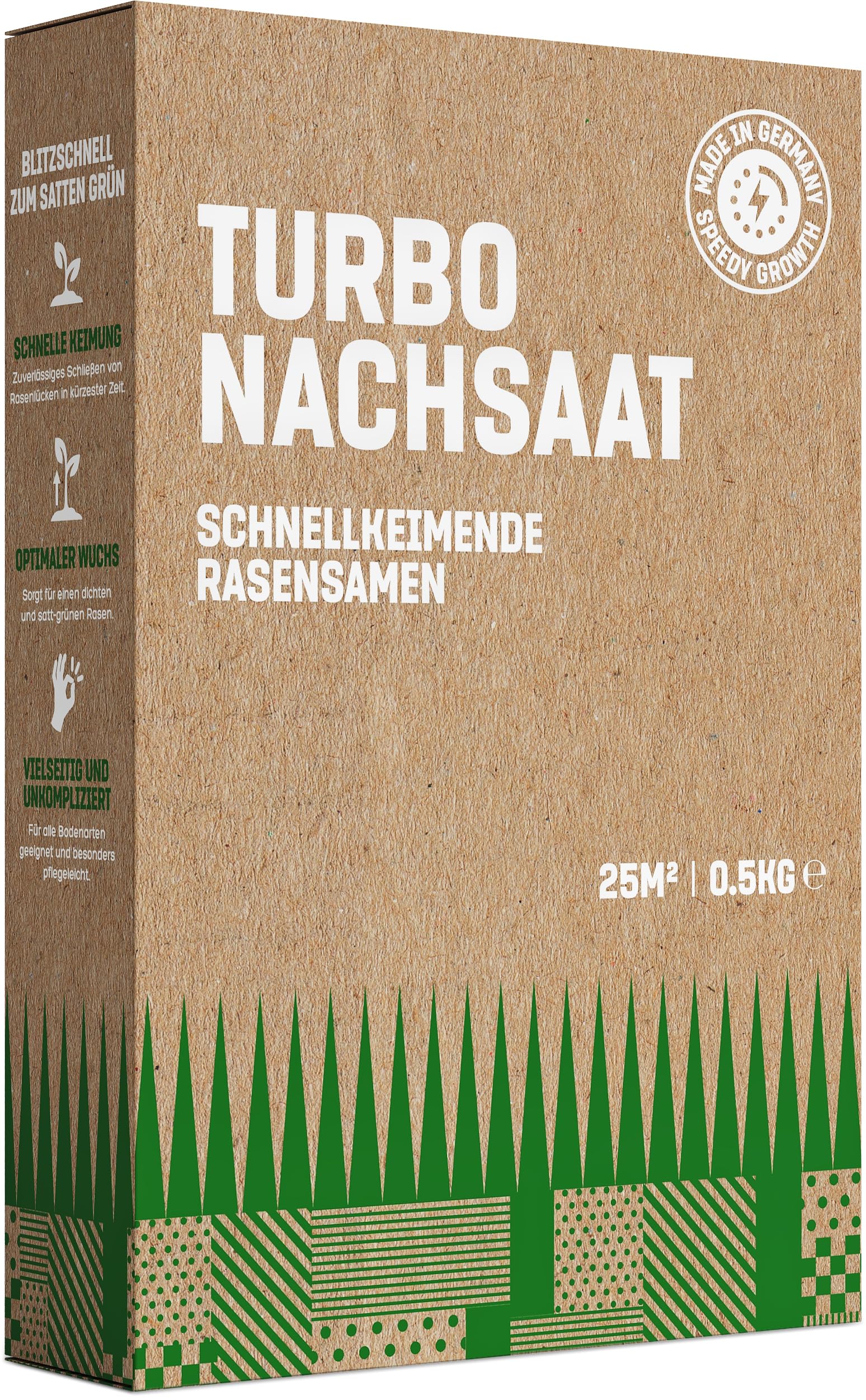GardenGloss Lawn Seeds Quick Germinating Summer 0.5 Kg - Made In Germany - 25 M2 Area Lawn - Grass Seeds Turbo Reseeding And New Plant - Lawn Reseeding